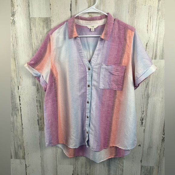 Terra & Sky Women's Plus Size Button-Down Camp Shirt multi color size 0X - Picture 3 of 8